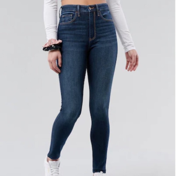 Hollister Jeans High Rise Super Skinny Medium Wash Distressed SZ 26/3L LIKE NEW - Picture 15 of 15